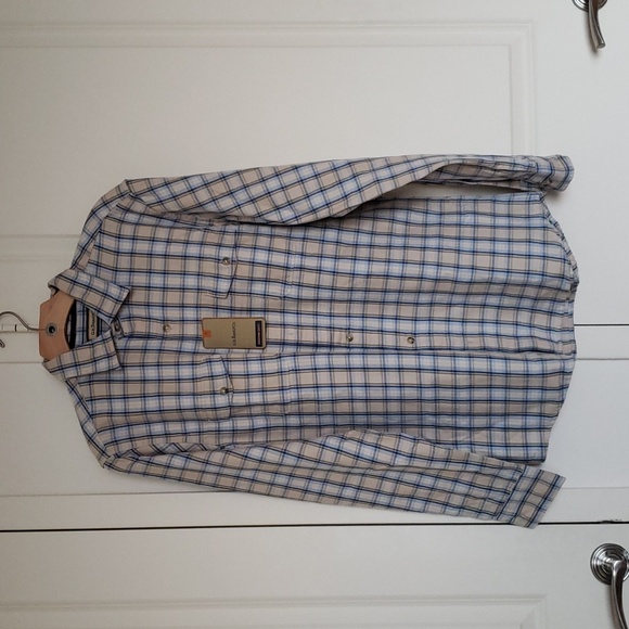 GH Bass & Co Plaid Moosehorn Blue Beige Green Button Up Size Medium NWT - Picture 1 of 6